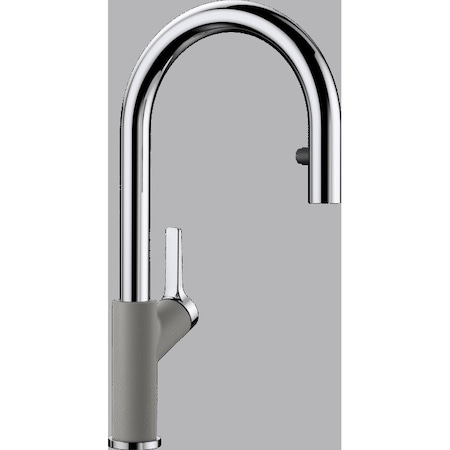 Urbena Pull Down Dual Spray Kitchen Faucet 1.5 GPM - Chrome/Metallic Gray